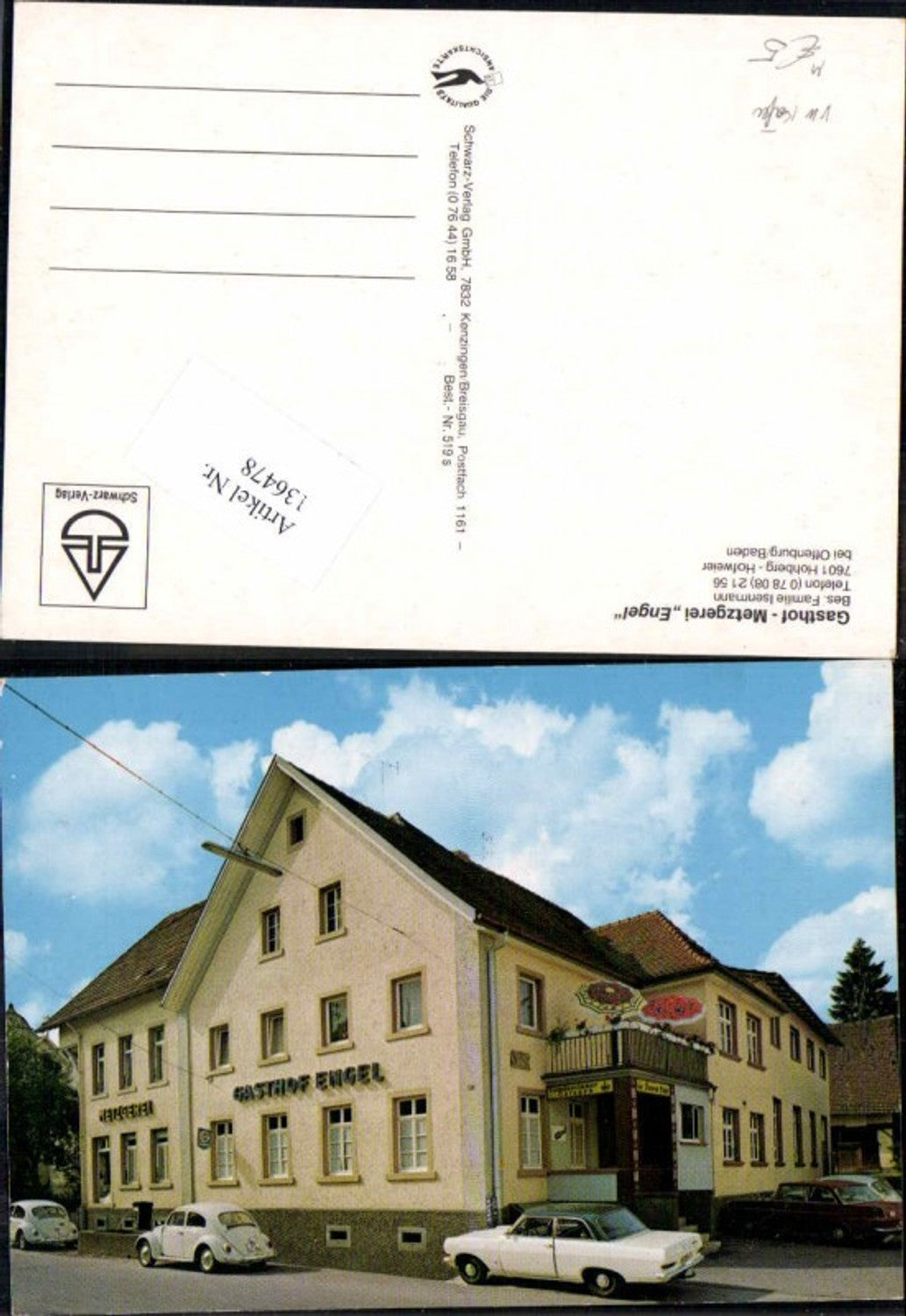 136478,Gasthaus Engel in Hohberg Hofweiler bei Offenburg Baden VW Käfer Oldtimer