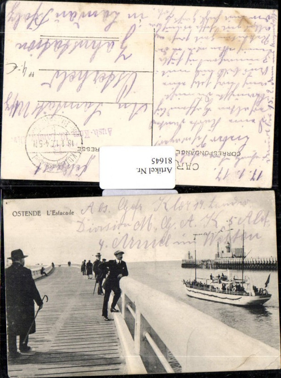 81645,Ostende L'Estaca Feldpost 1917