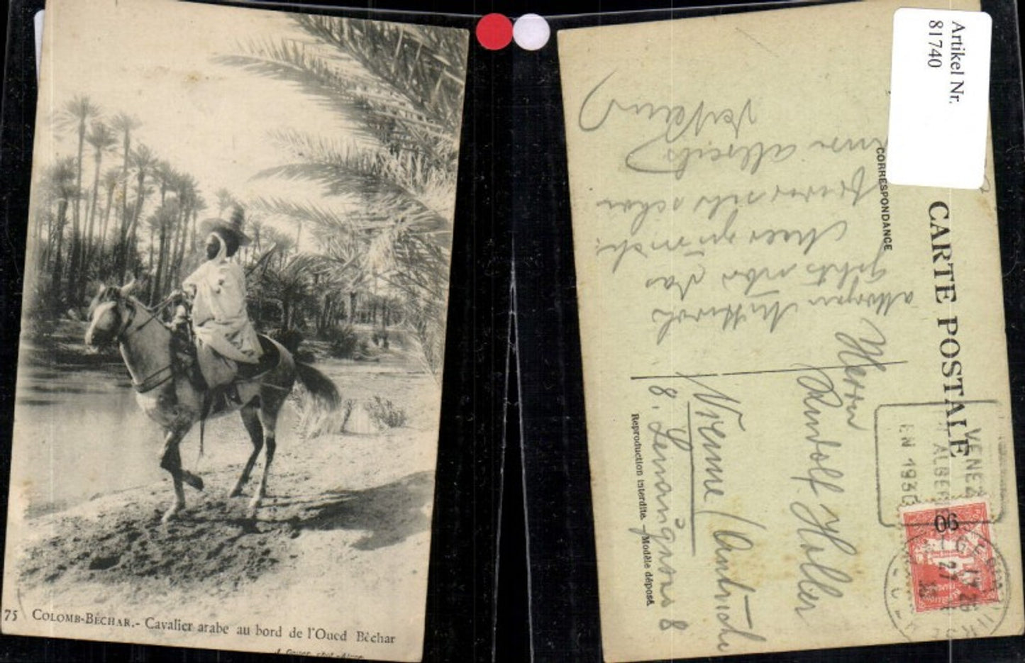 81740,Colomb Beach Cavalier arabe au bord de l'oued Bechar Reiter