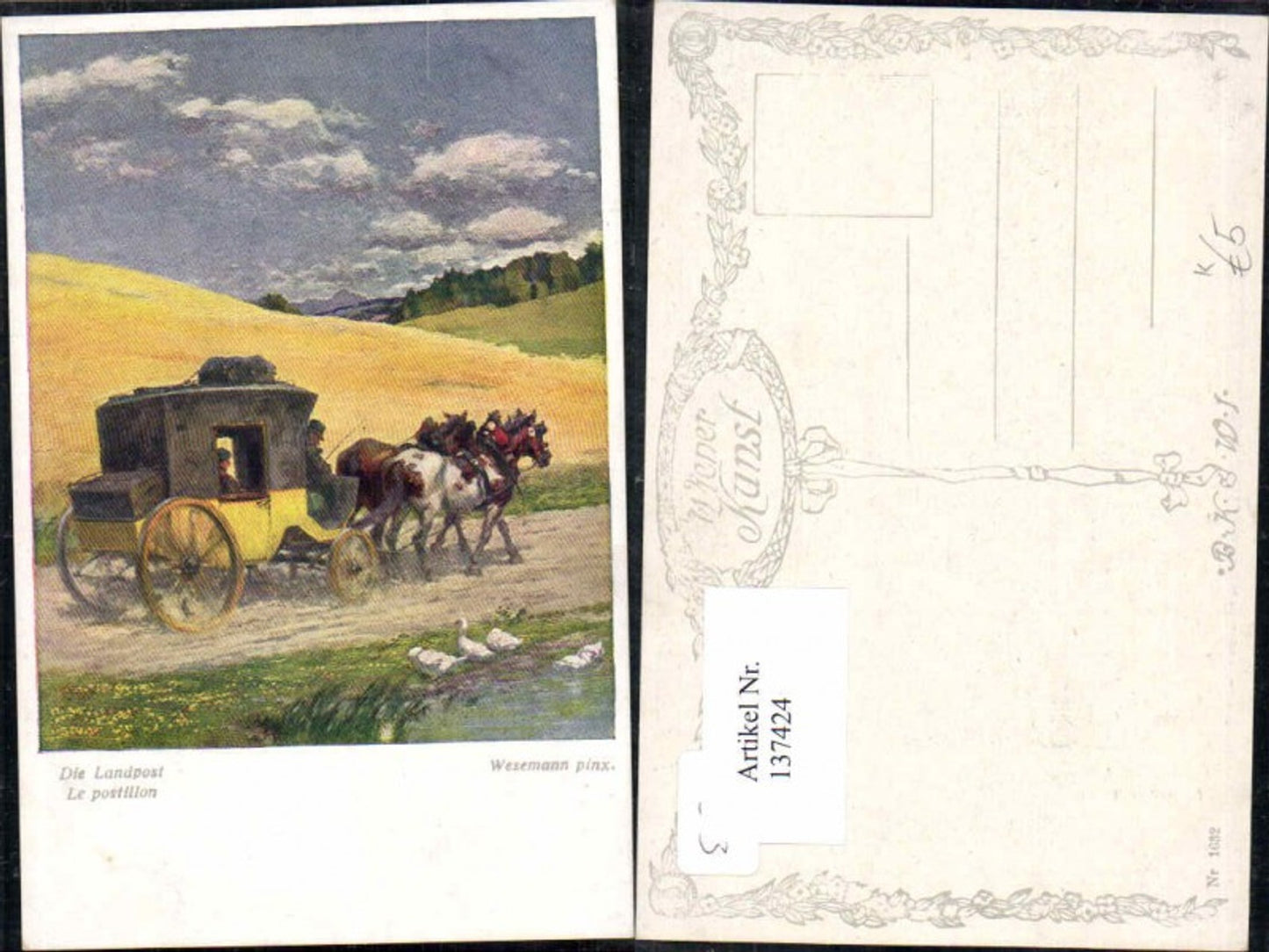 137424,The rural post office, stagecoach, carriage, Wesemann sign.