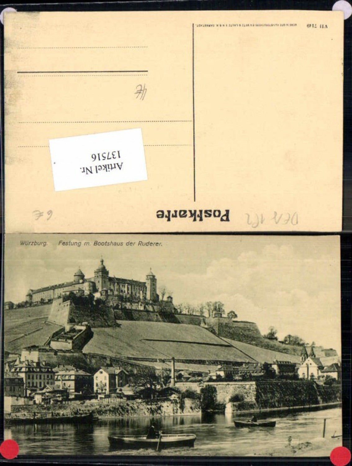 137516,Würzburg Festung m. Bootshaus Ruderer Ruderboot