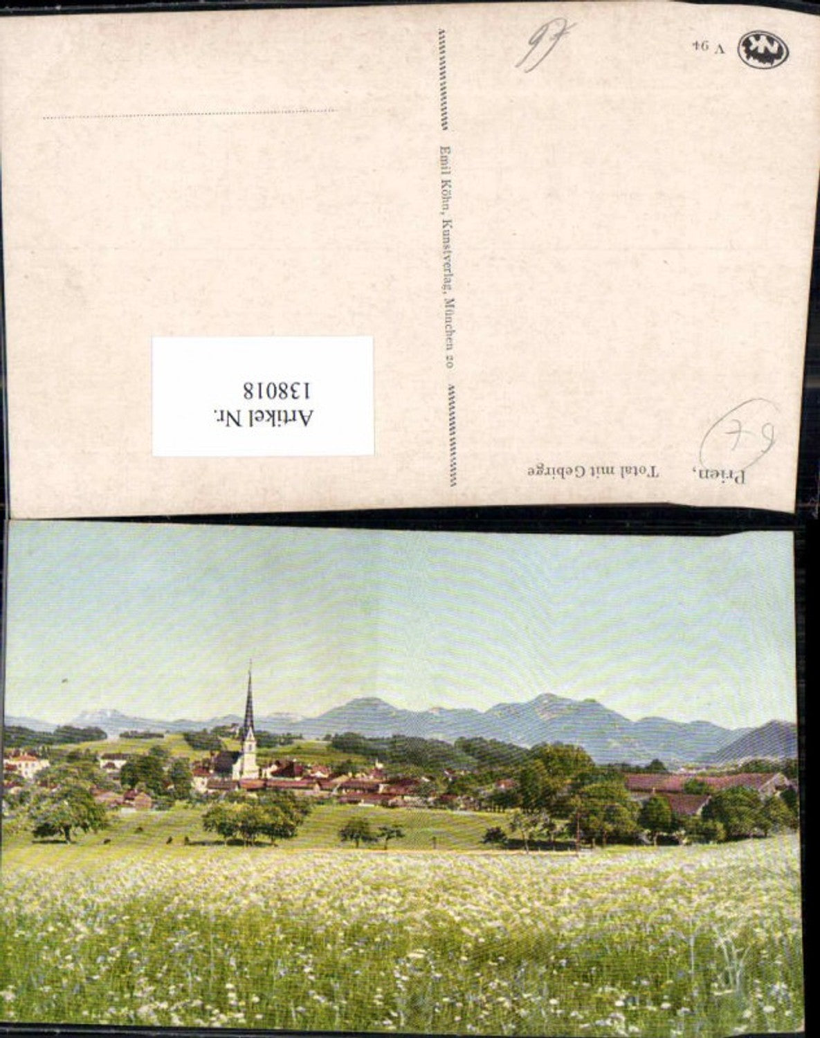 138018,Tolle Karte Prien am Chiemsee m. Gebirge