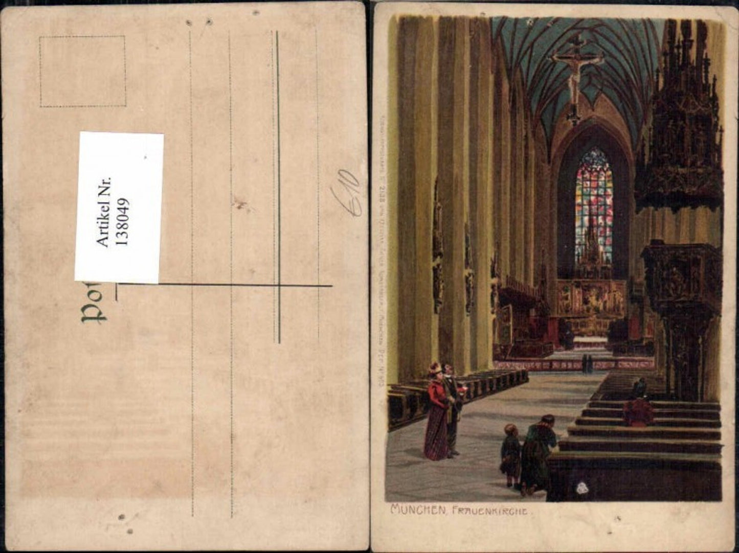 138049,Litho München Frauenkirche Innen pub Ottmar Zieher Nr. 2138