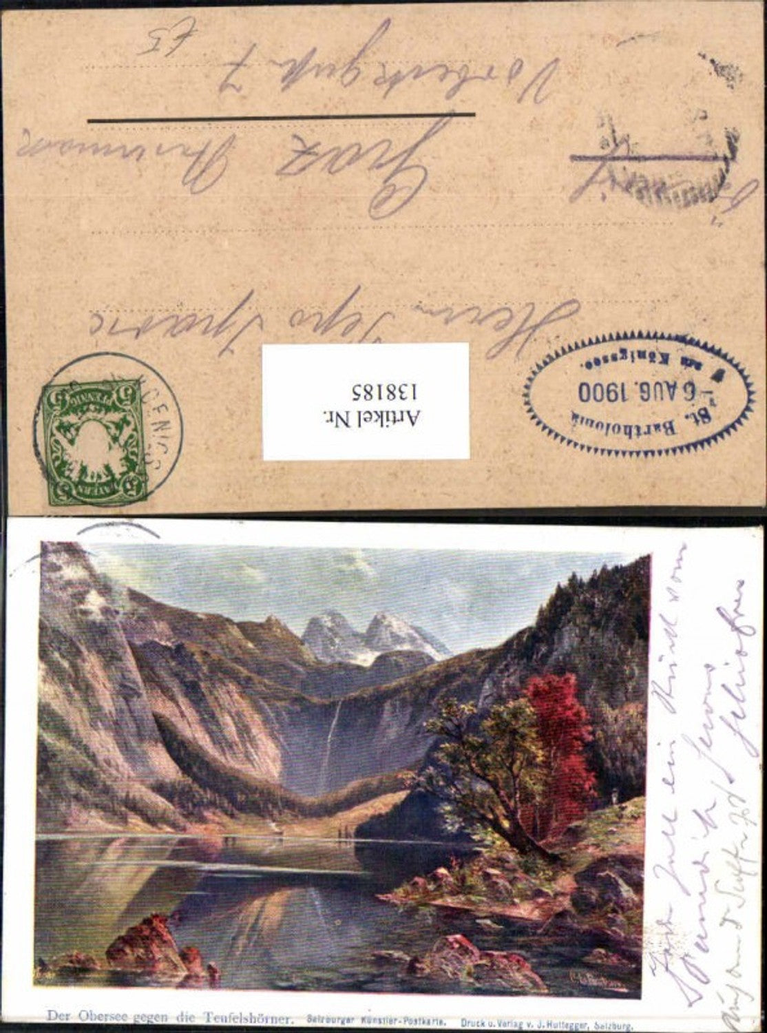 138185,Litho Obersee Teufelshörner Salzburger Künstler Postkarte Jurischek