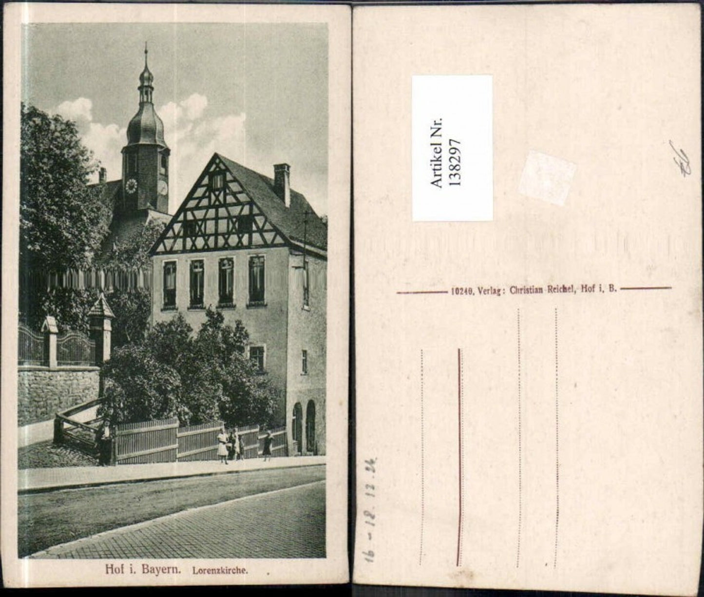 138297, Hof in Bavaria, St. Lorenz Church, 1920