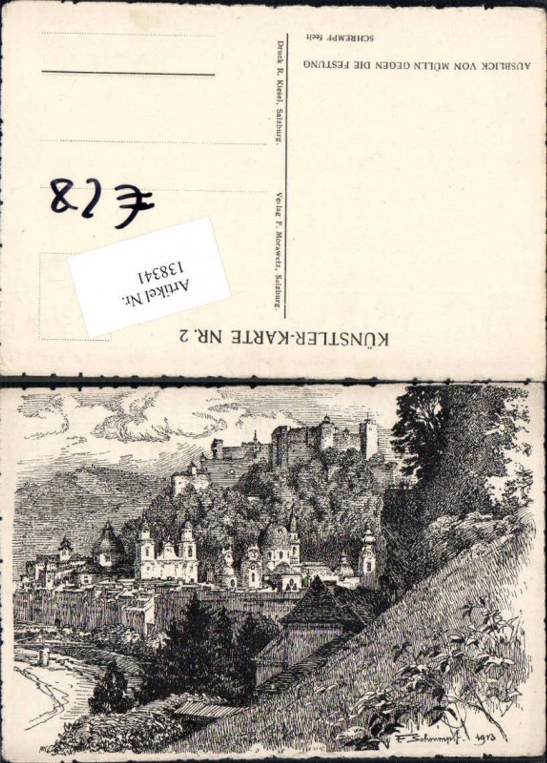 138341,Künstlerkarte Nr 2 Hohensalzburg Salzburg Schrempf sign.