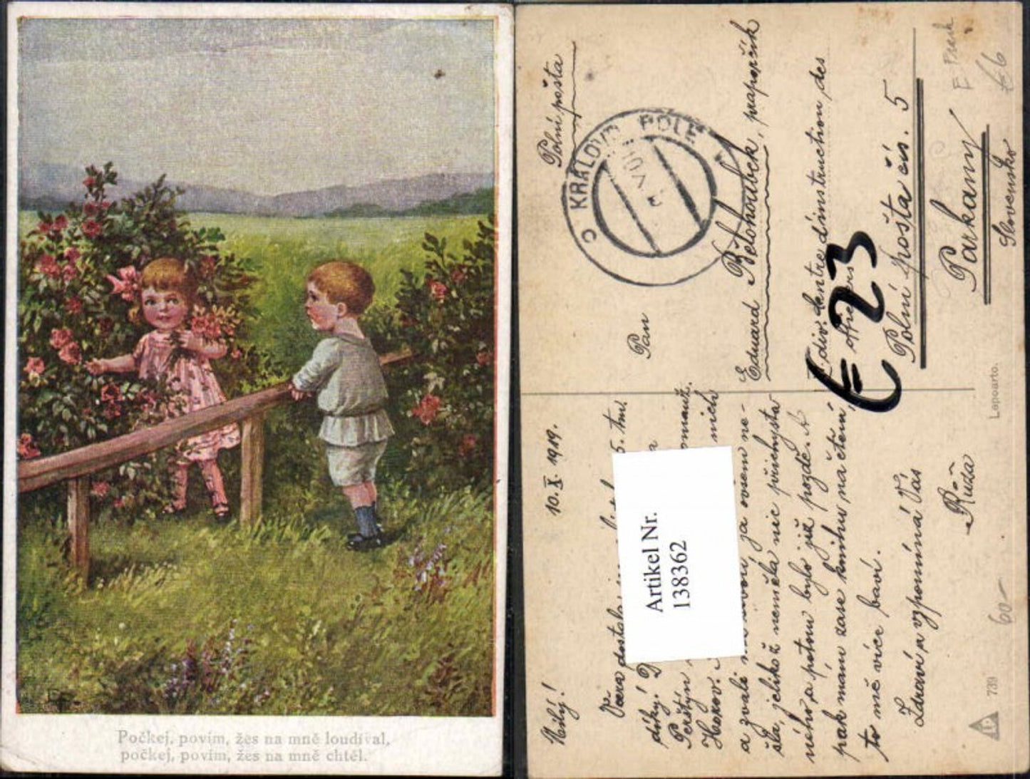 138362,Elly Frank Kinder Künstlerkarte Blumen signiert