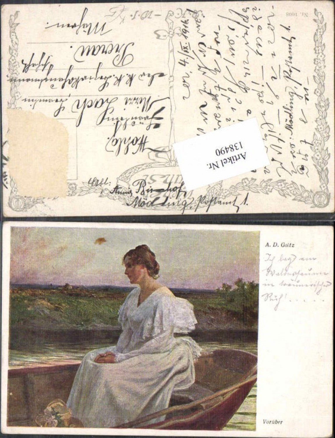 138490,A.D. Goltz Vorüber Frau im Boot