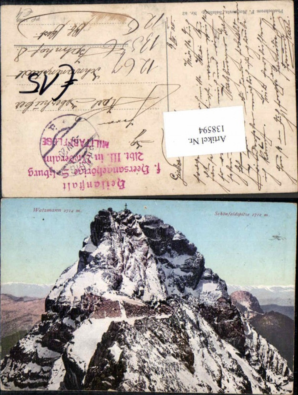 138594,Watzmann Berchtesgaden Stempel Heilanstalt Salzburg Niederalm Hallein Anif