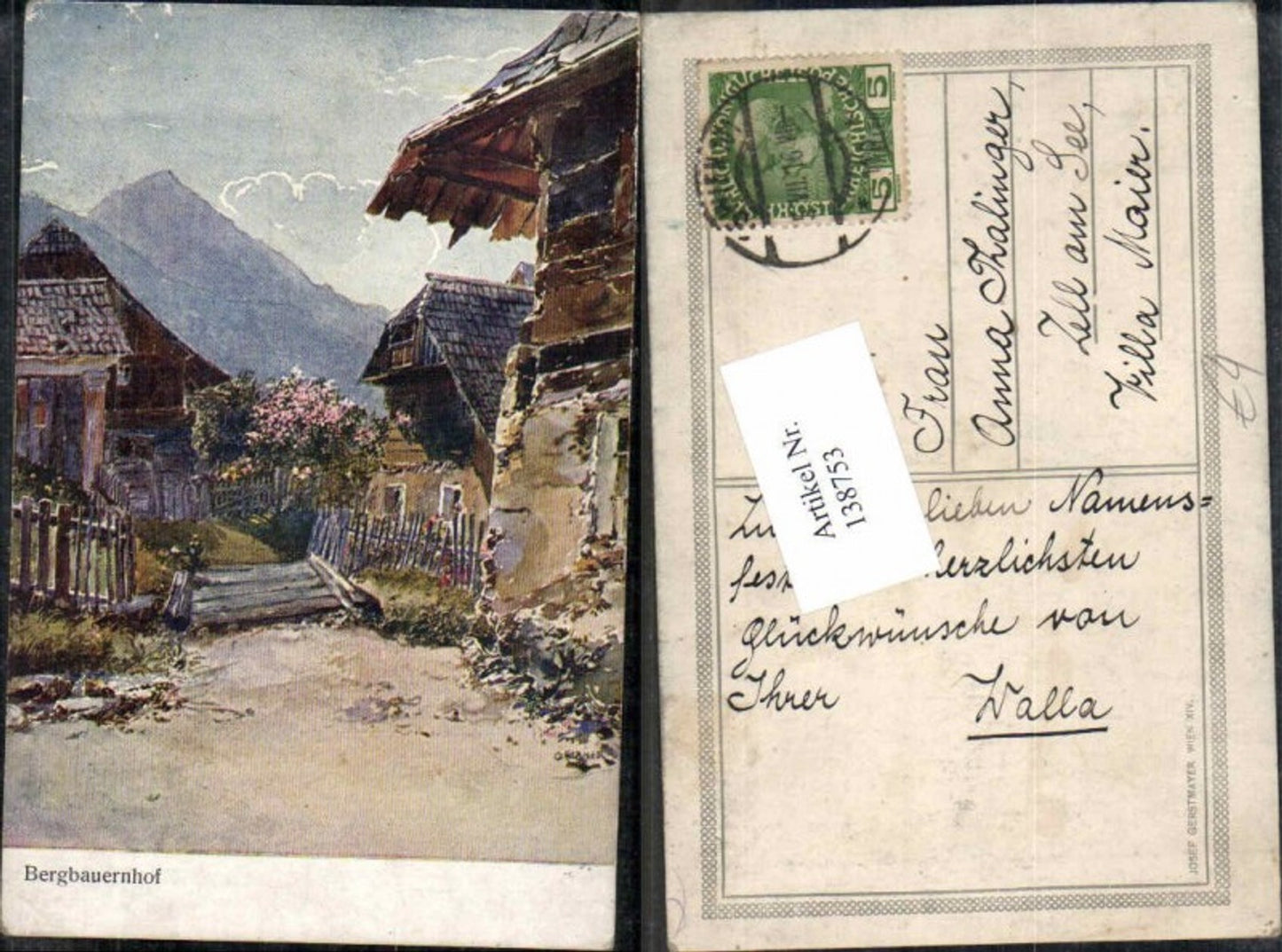 138753,Bergbauernhof Künstlerkarte Bauernhof