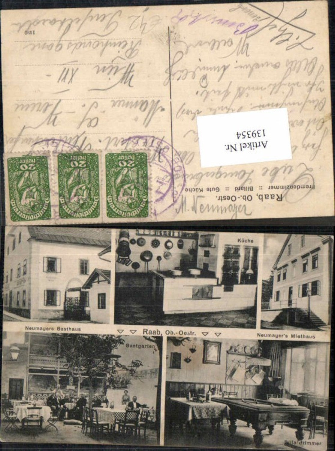 139354,Raab b. Schärding Neumayers Gasthaus Billiardzimmer Billiard Billard Gastgarten