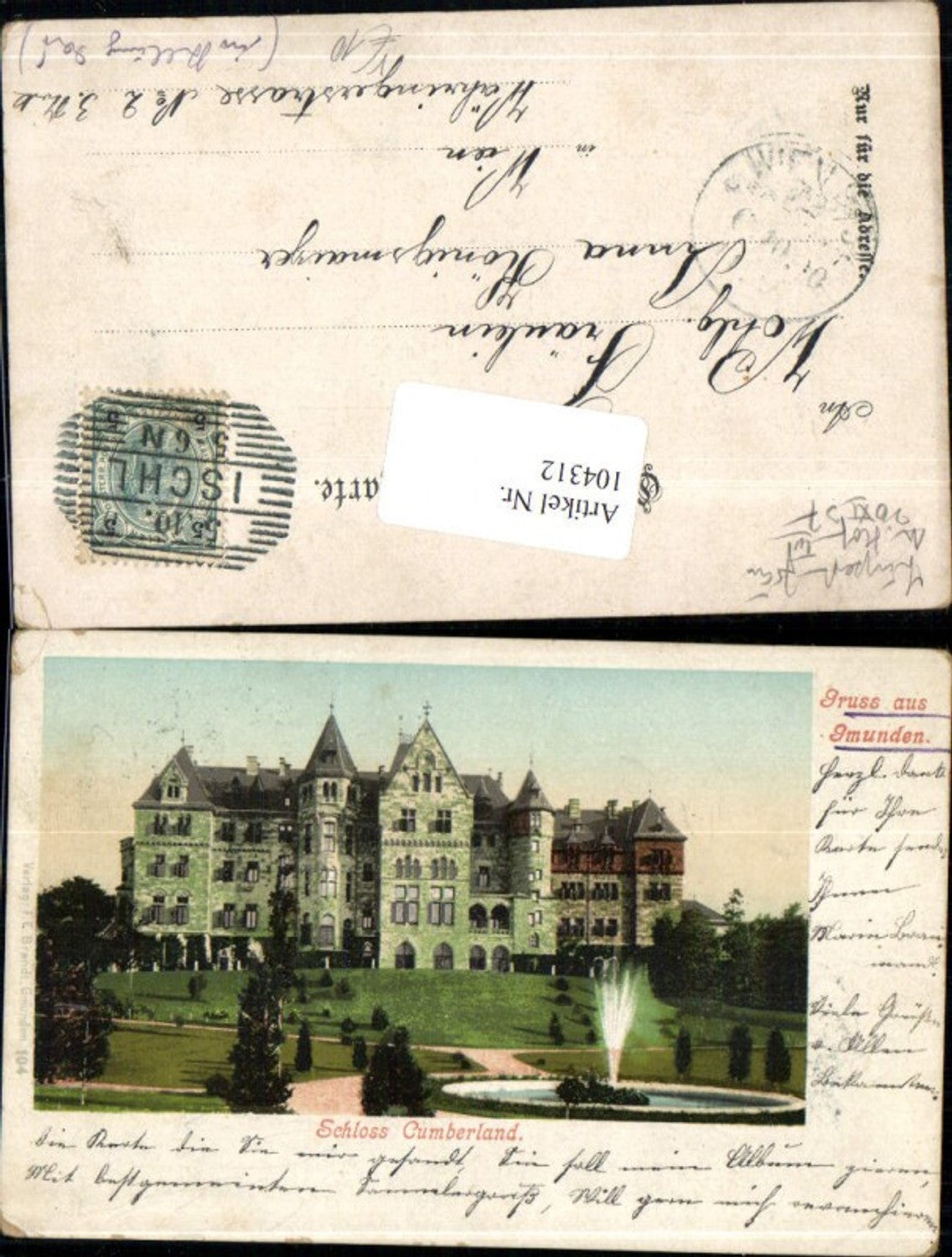 104312,Gmunden am Traunsee Schloss Cumberland Detailansicht pub F.E. Brandt 104