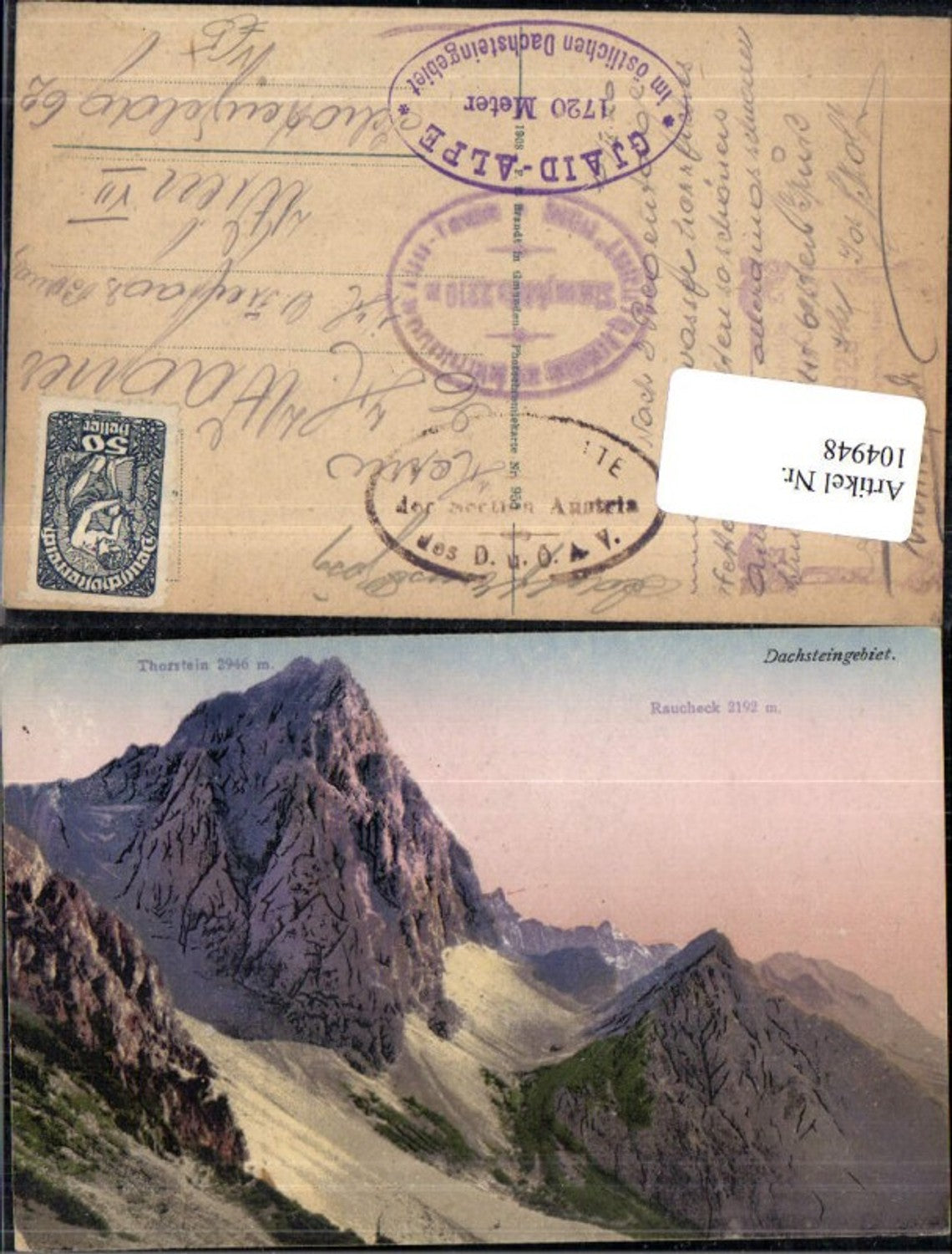 104948,Dachsteingebiet Raucheck Thorstein Gosau Russbach pub F.E. Brandt 1908