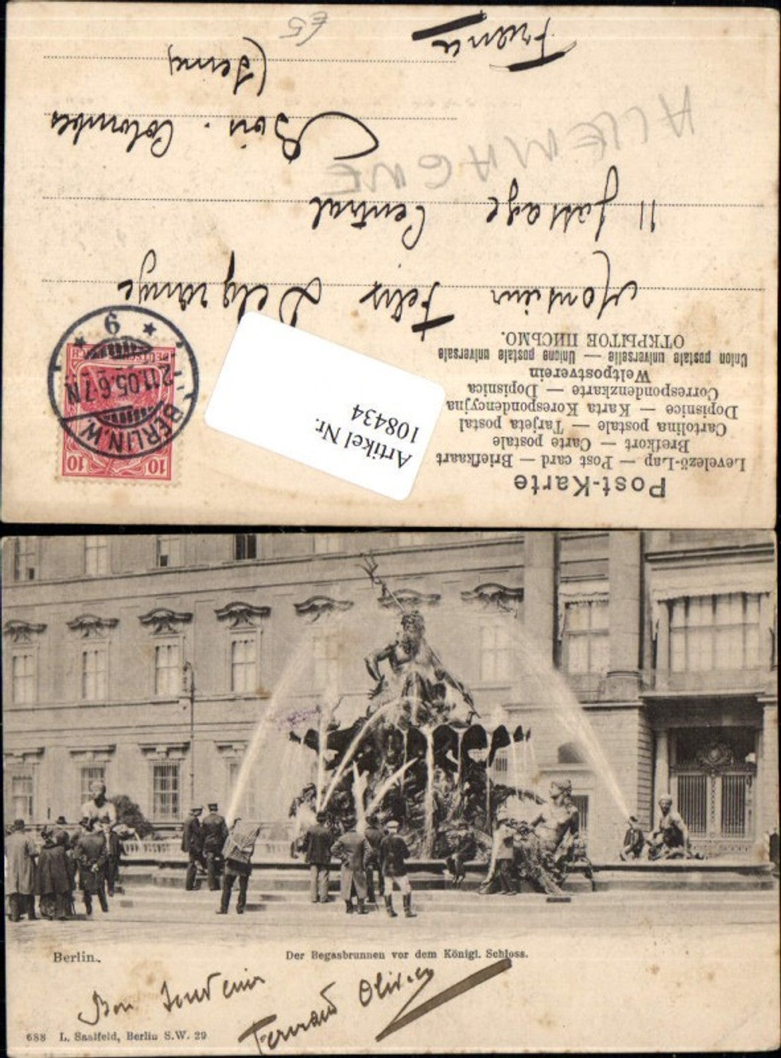108434,Berlin d. Begasbrunnen Brunnen v.d. Königl. Schloss