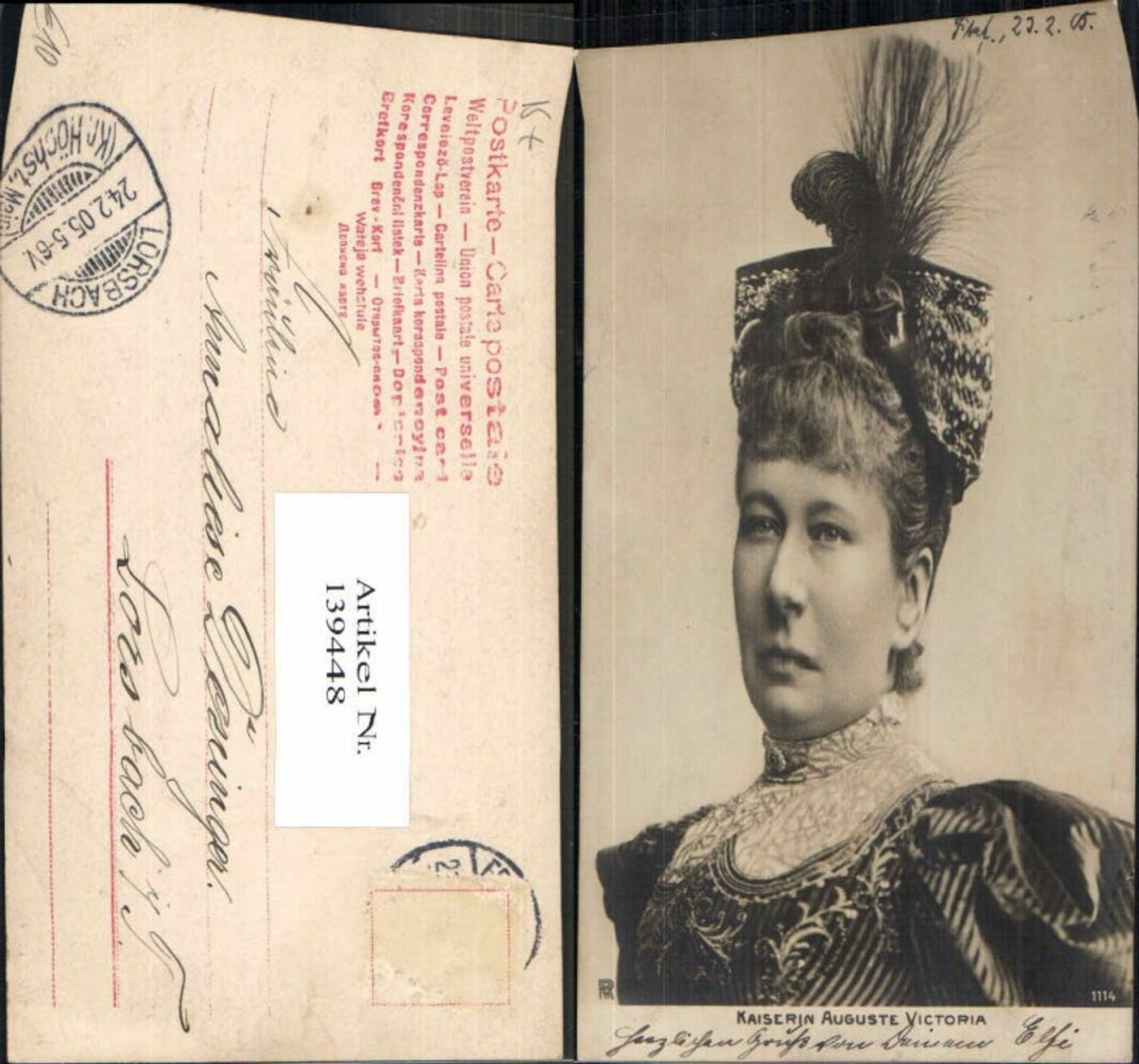 139448,Seltene FotoAK Kaiserin Auguste Victoria Schleswig