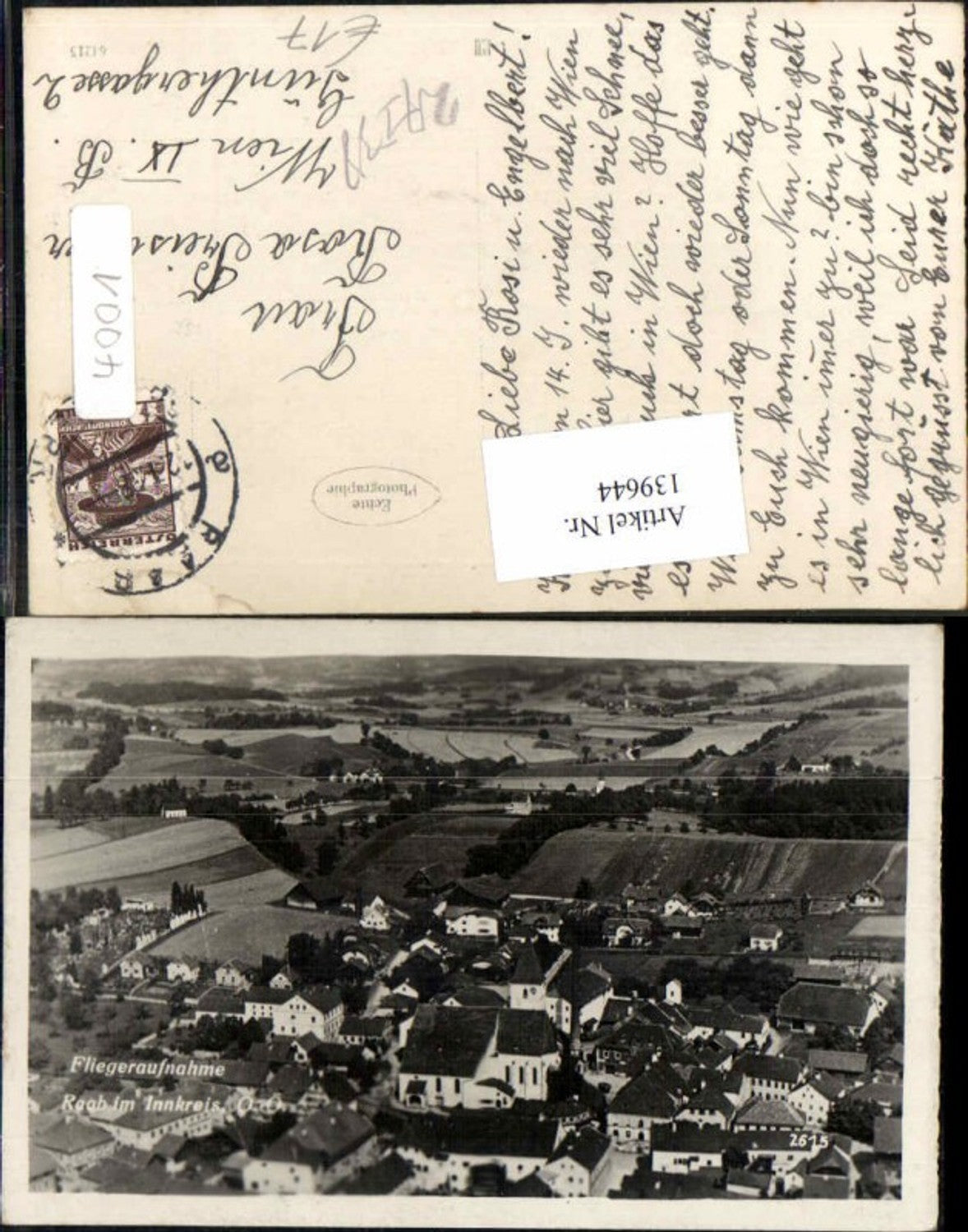 139644,Fliegeraufnahme Raab im Innkreis 1938