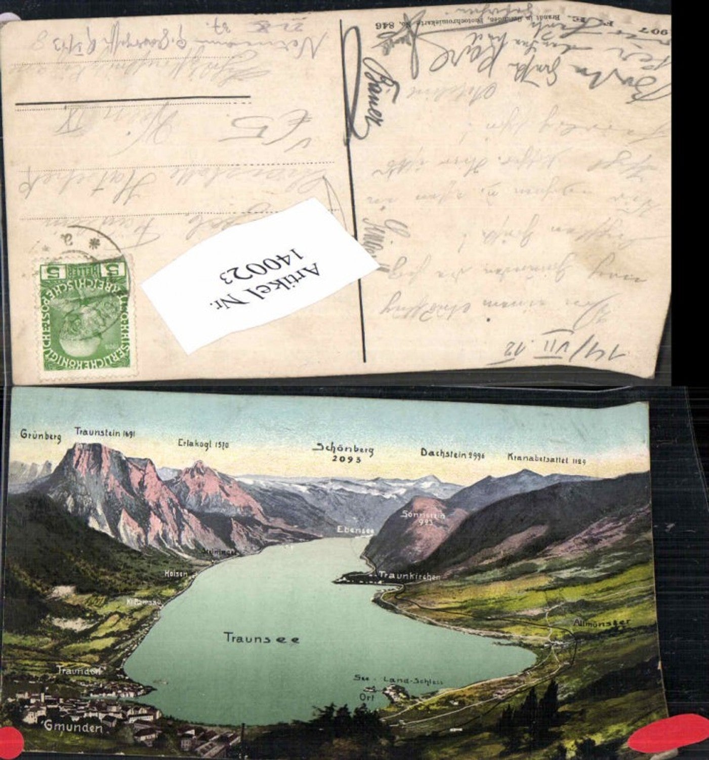 140023,Traunsee Vogelschau Gmunden Ebensee Brandt 846