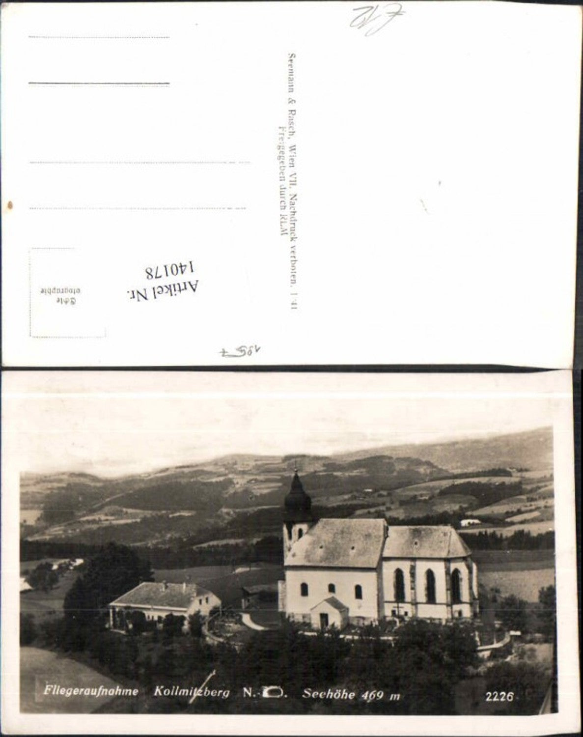 140178,Fliegeraufnahme Kollmitzberg bei Ardagger Neustadtl um 1941