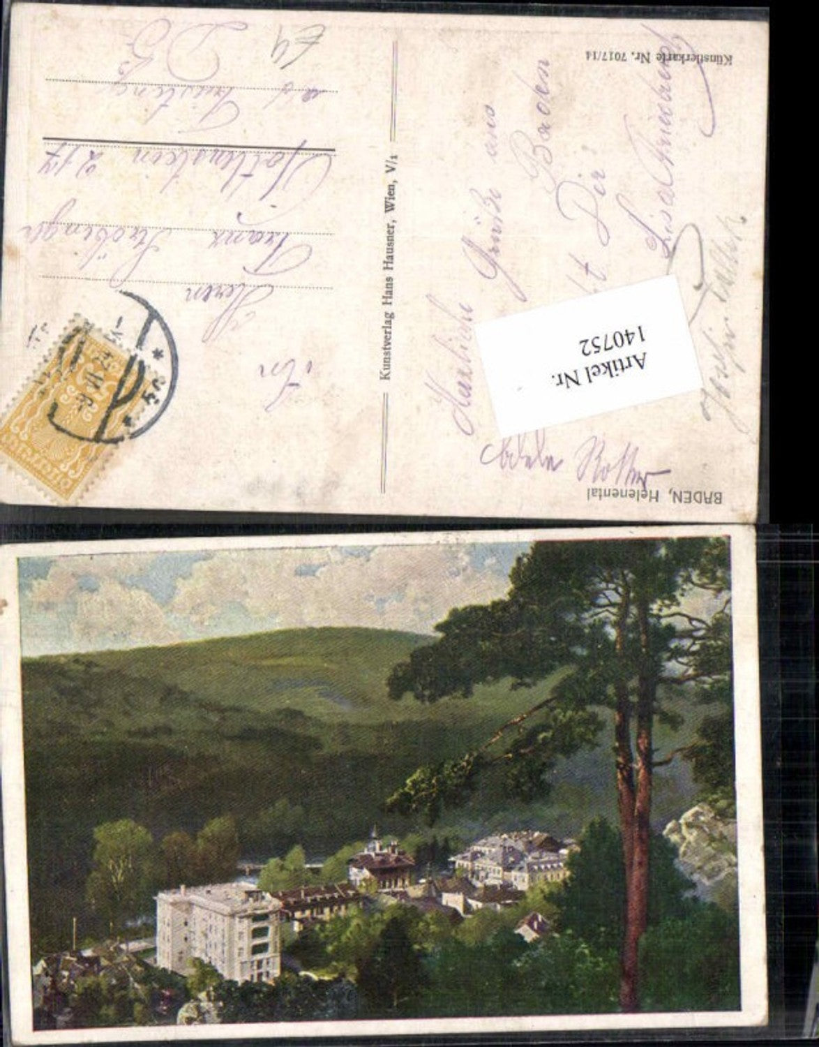 140752,Baden bei Wien Helenenthal Künstlerkarte