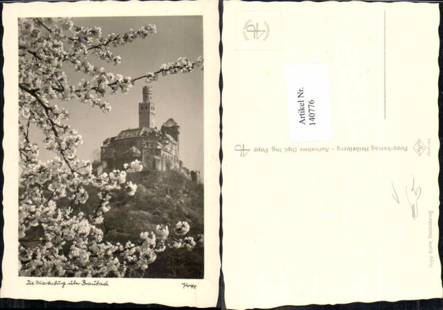 140776,Popp Verlag Heidelberg Handabzug Marksburg Braubach