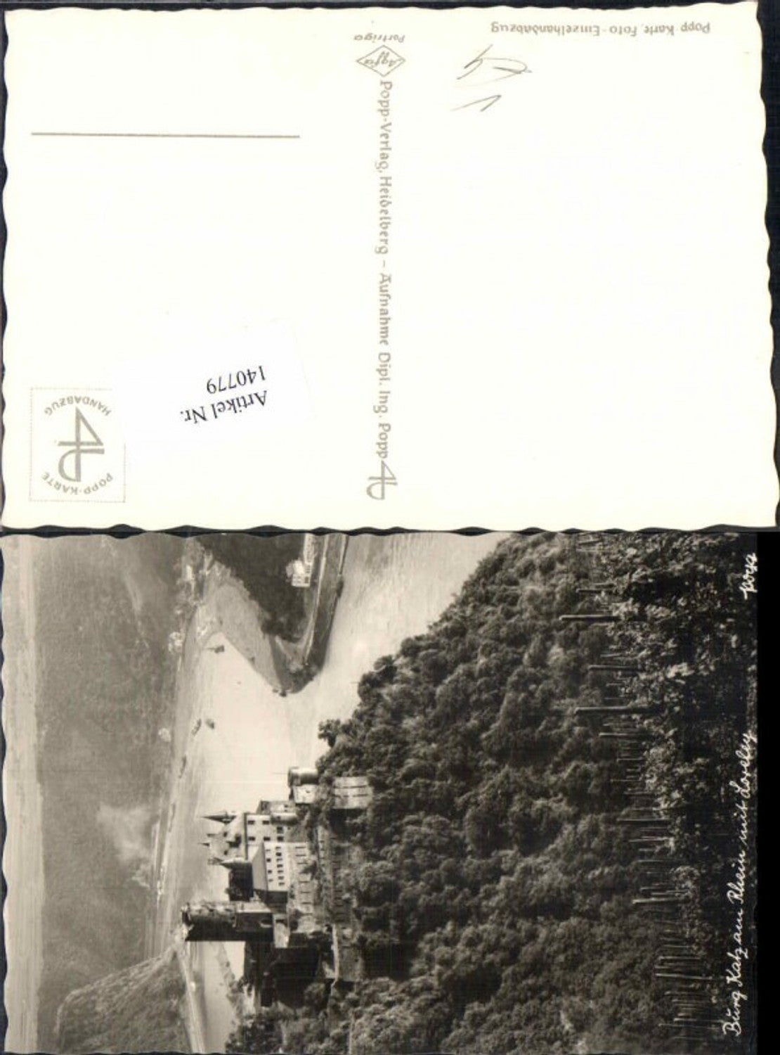 140779,Popp Verlag Heidelberg Handabzug 1838 Burg Katz Loreley