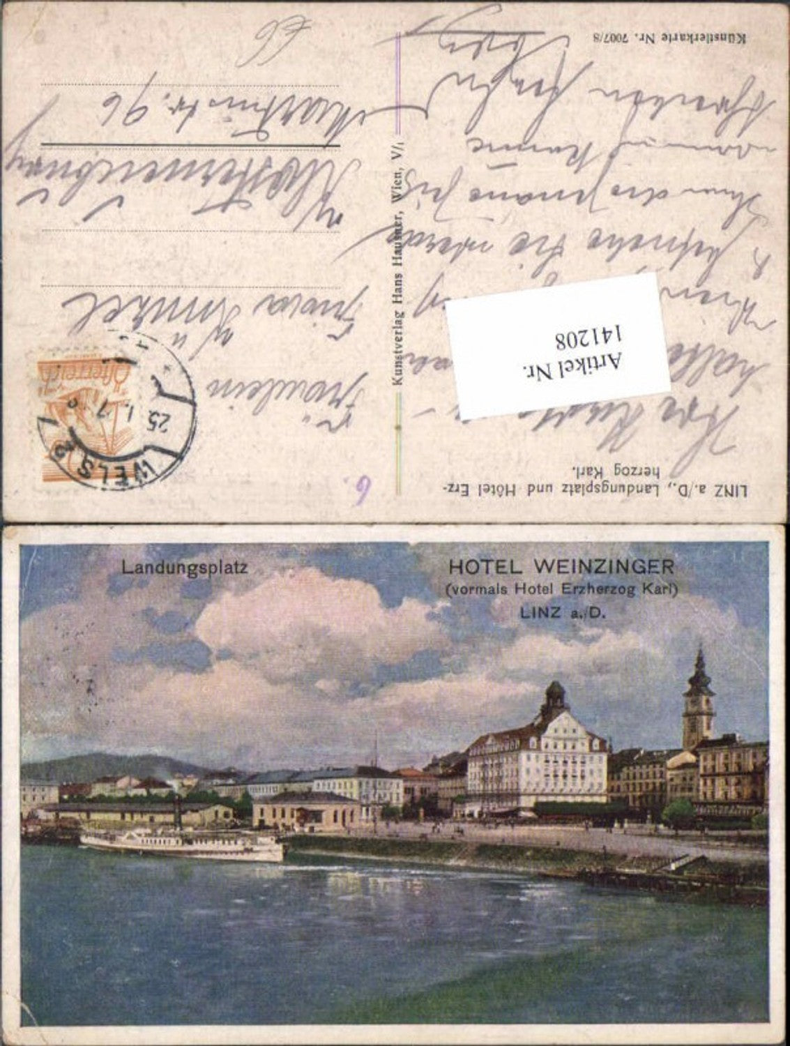 141208,Linz a.d. Donau Hotel Weinzinger m. Landungsplatz