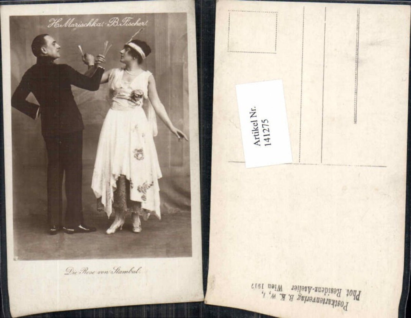 141275,H. Marischka B. Fischer Sekt Glas Rose von Stambul