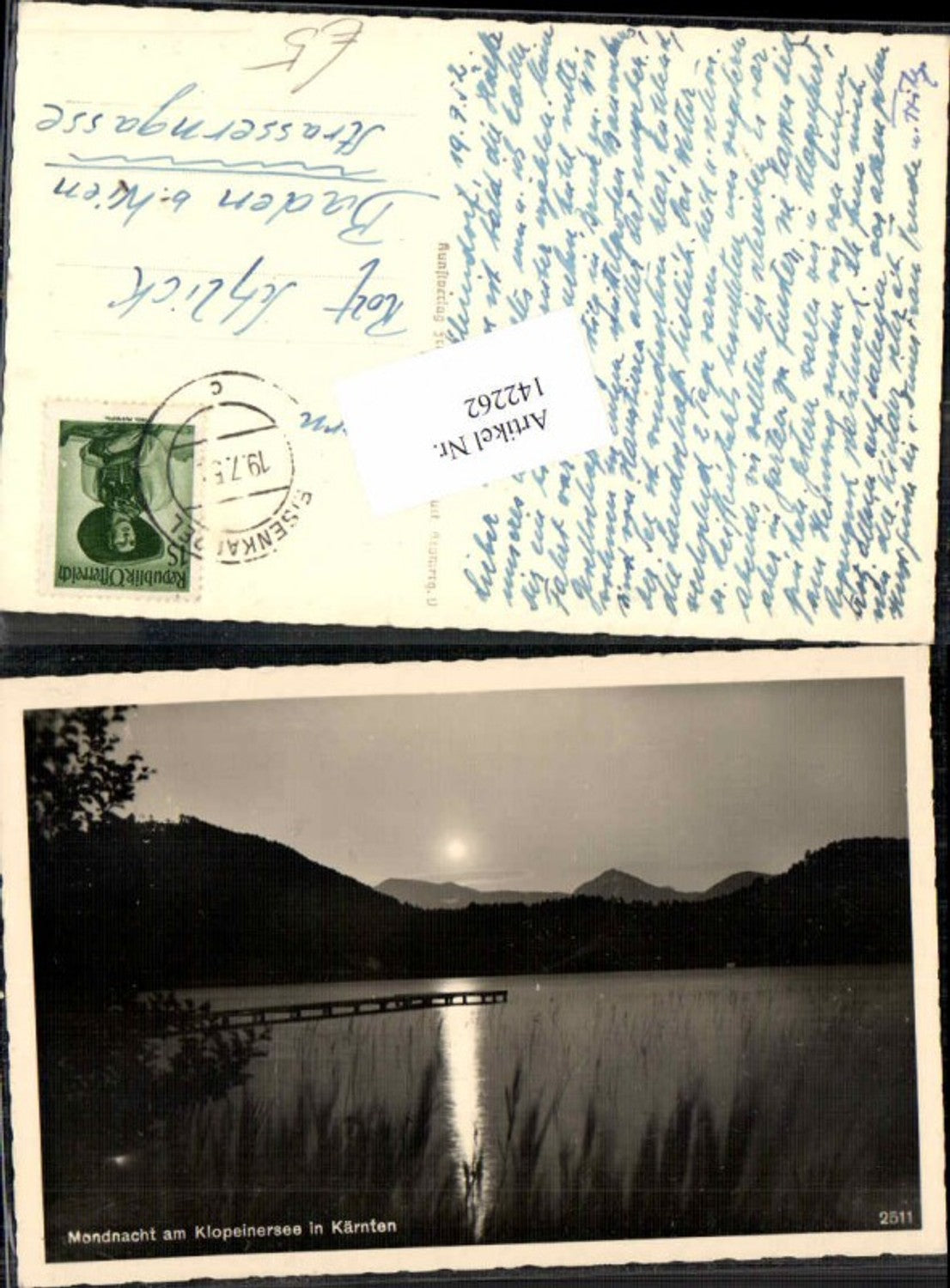 142262,Mondnacht am Klopeinersee bei St Kanzian Stempel Eisenkappel