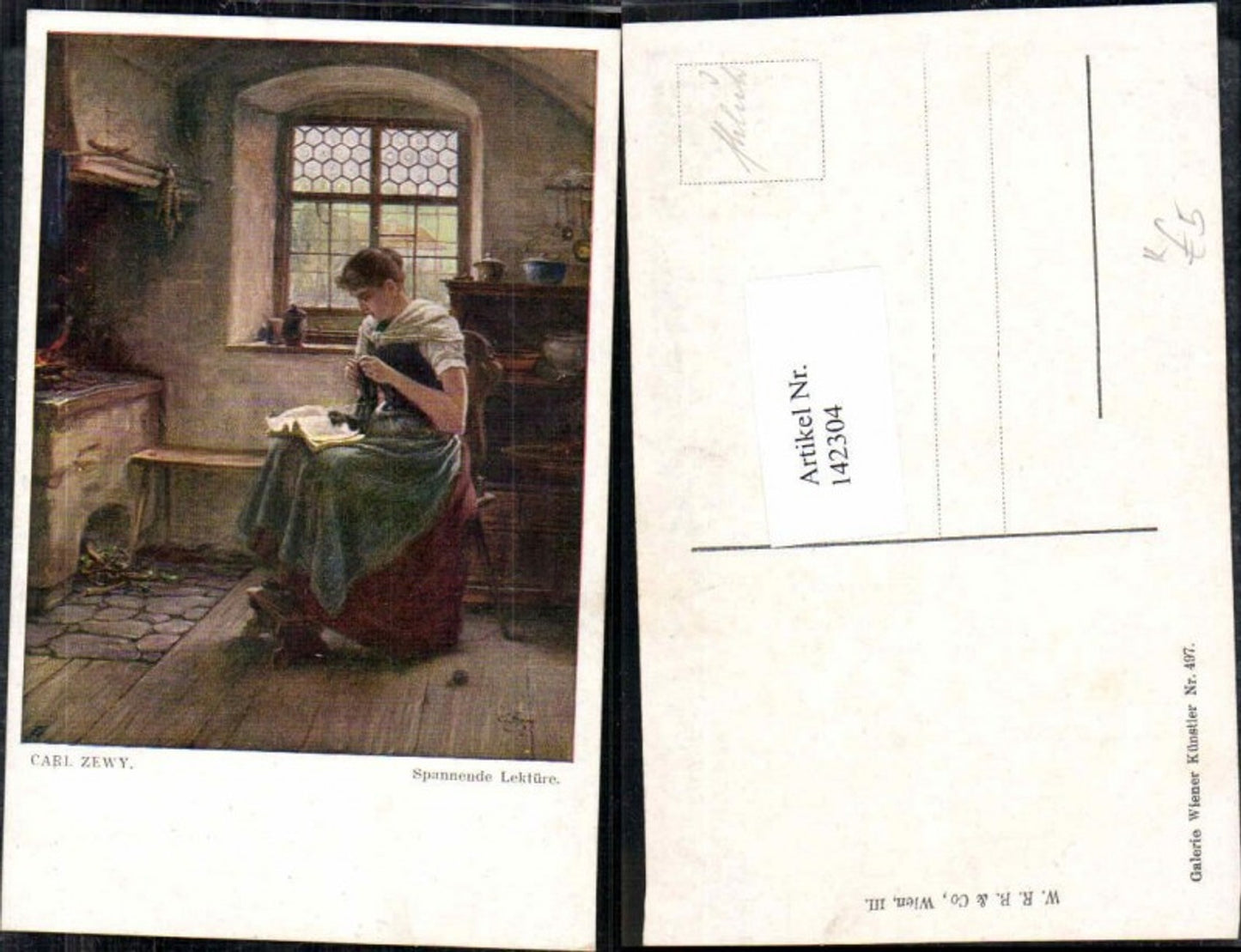 142304,Carl Zewy Spannende Lektüre Frau liest Buch