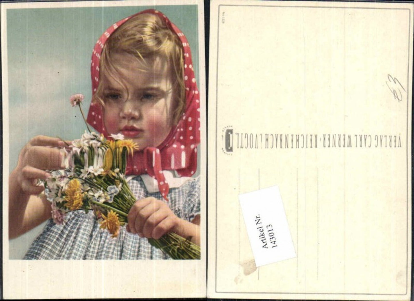 143013,Süsses Mädchen m. Blumen Kopftuch Tuch