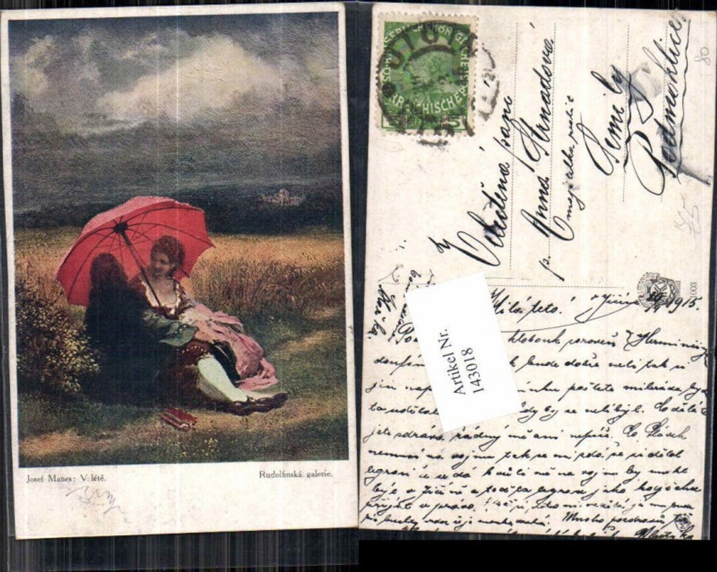 143018,Josef Manes Liebespaar m. Schirm