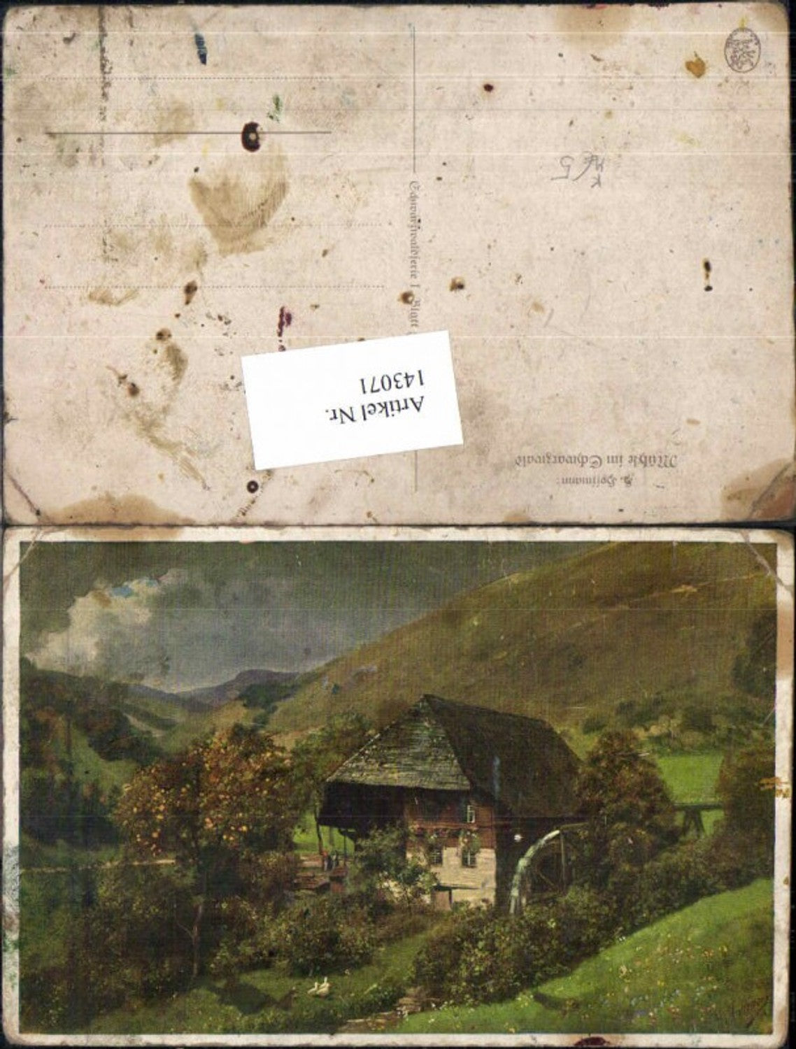 143071, Heinrich Hoffmann Watermill Waterwheel Mill in the Black Forest