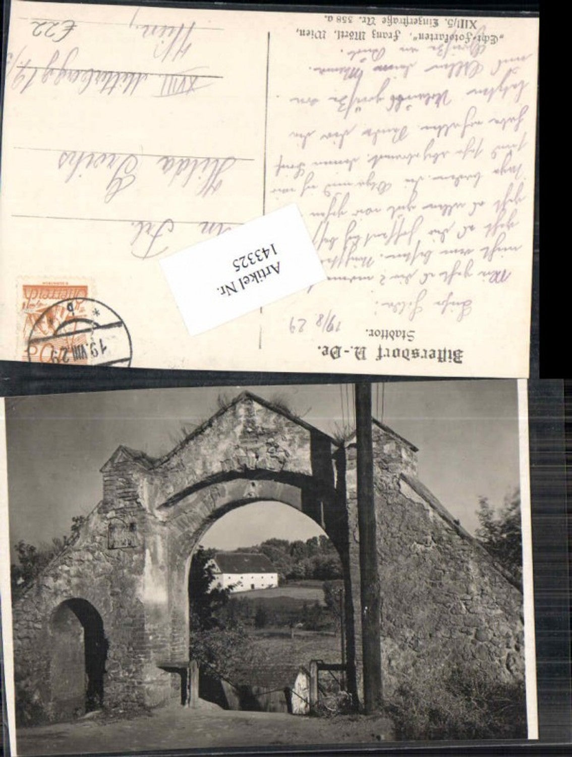 143325,seltene FotoAK Zistersdorf Stadttor 1925