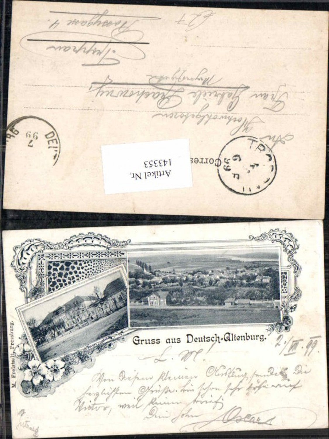 143353,Tolle Litho Gruss aus Deutsch Altenburg Carnuntum 1899