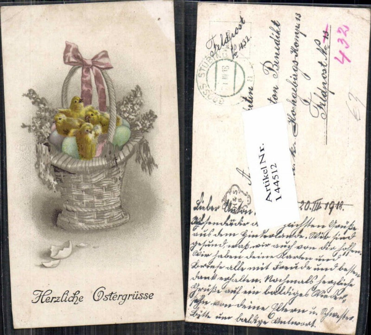 144512,Ostern Küken im Korb Eier