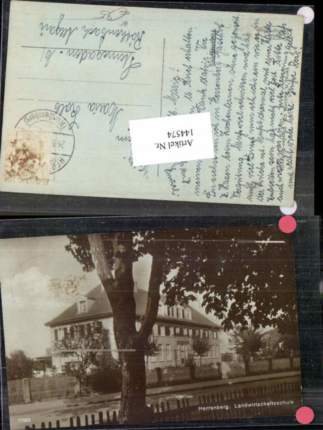 144574,Herrenberg Landwirtschaftsschule Detailansicht 1920