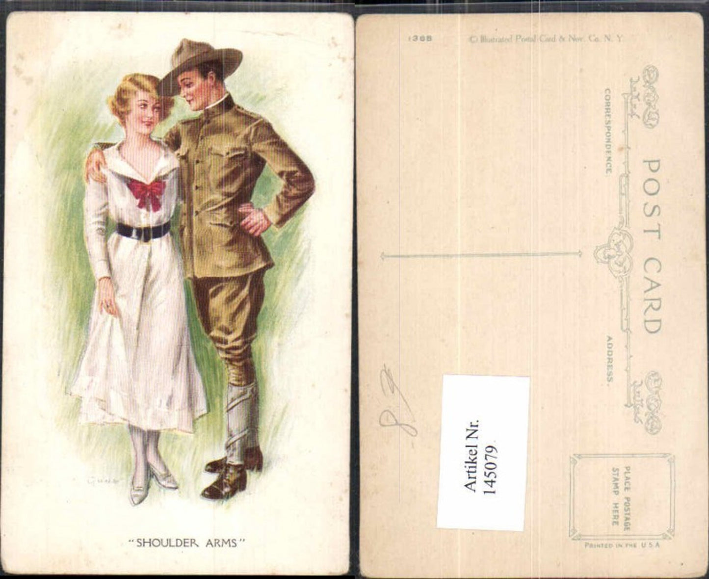 145079,Künstlerkarte Jugendstil Art Nouveau Archie Gunn Paar