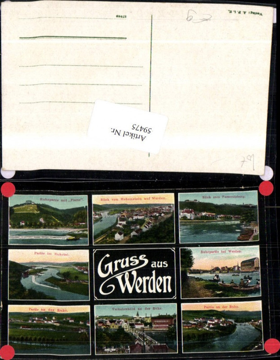 59475,Gruss aus Werden Mehrbildkarte Ruhrpartie Blick vom Hohenstein auf Werden