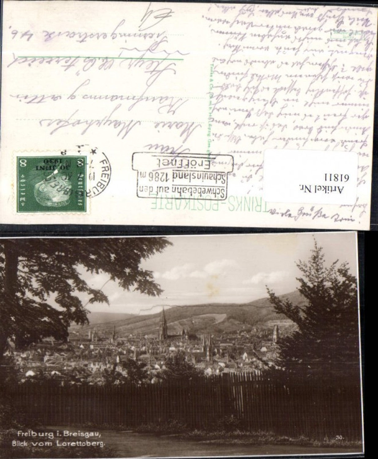 61811,Freiburg i Breisgau Blick vom Lorettoberg Totale 1930