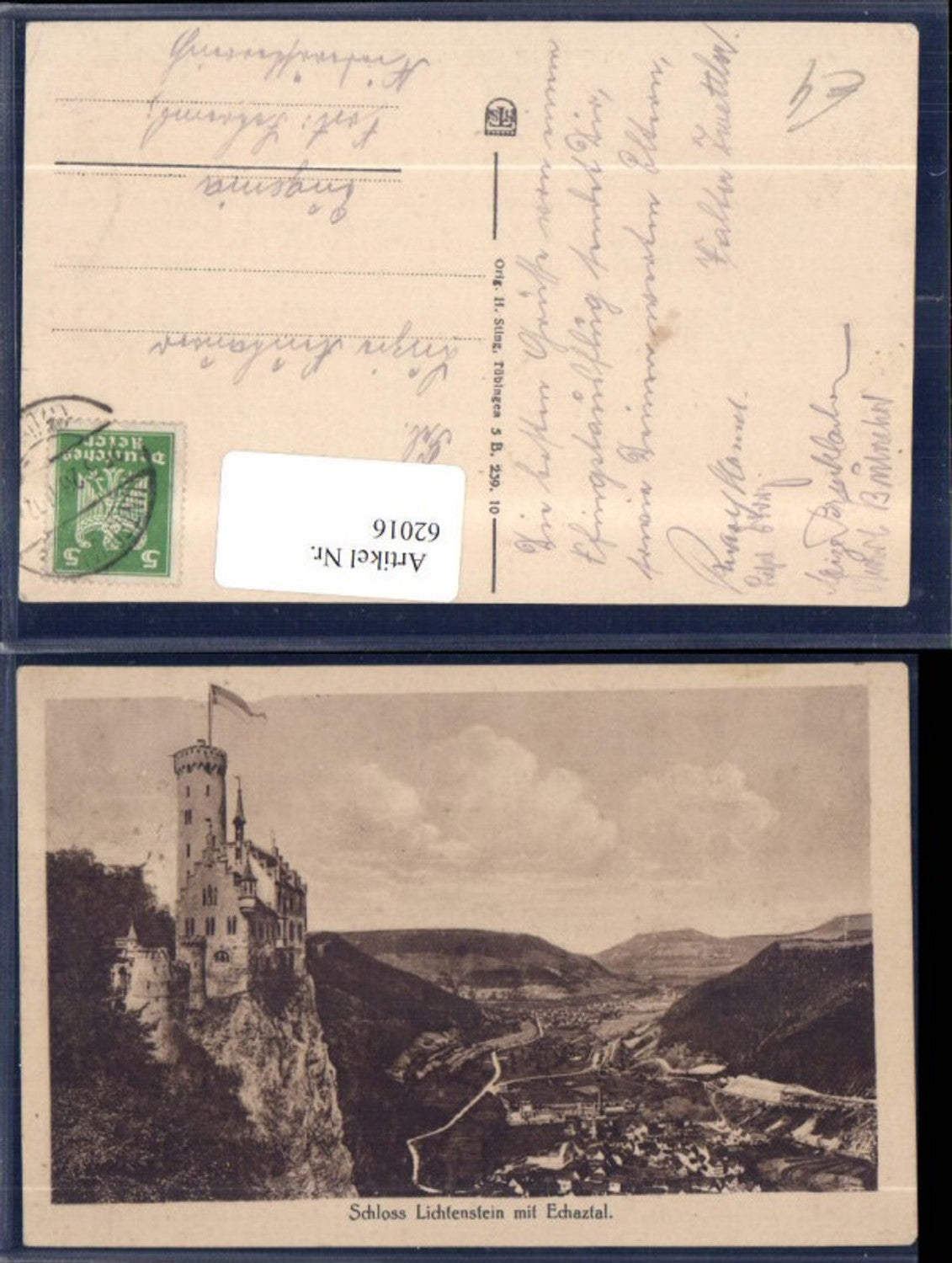 62016,Schloss Lichtenstein mit Echaztal Ansicht Schloss u Tal 1926