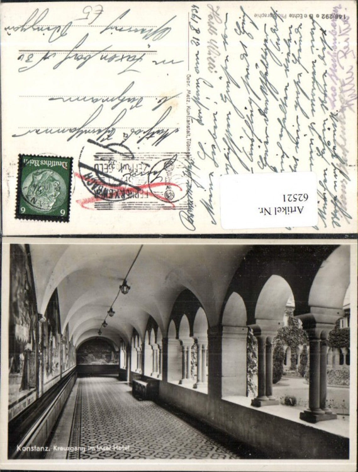 62521,Konstanz Kreuzgang im Insel Hotel Innenansicht 1934