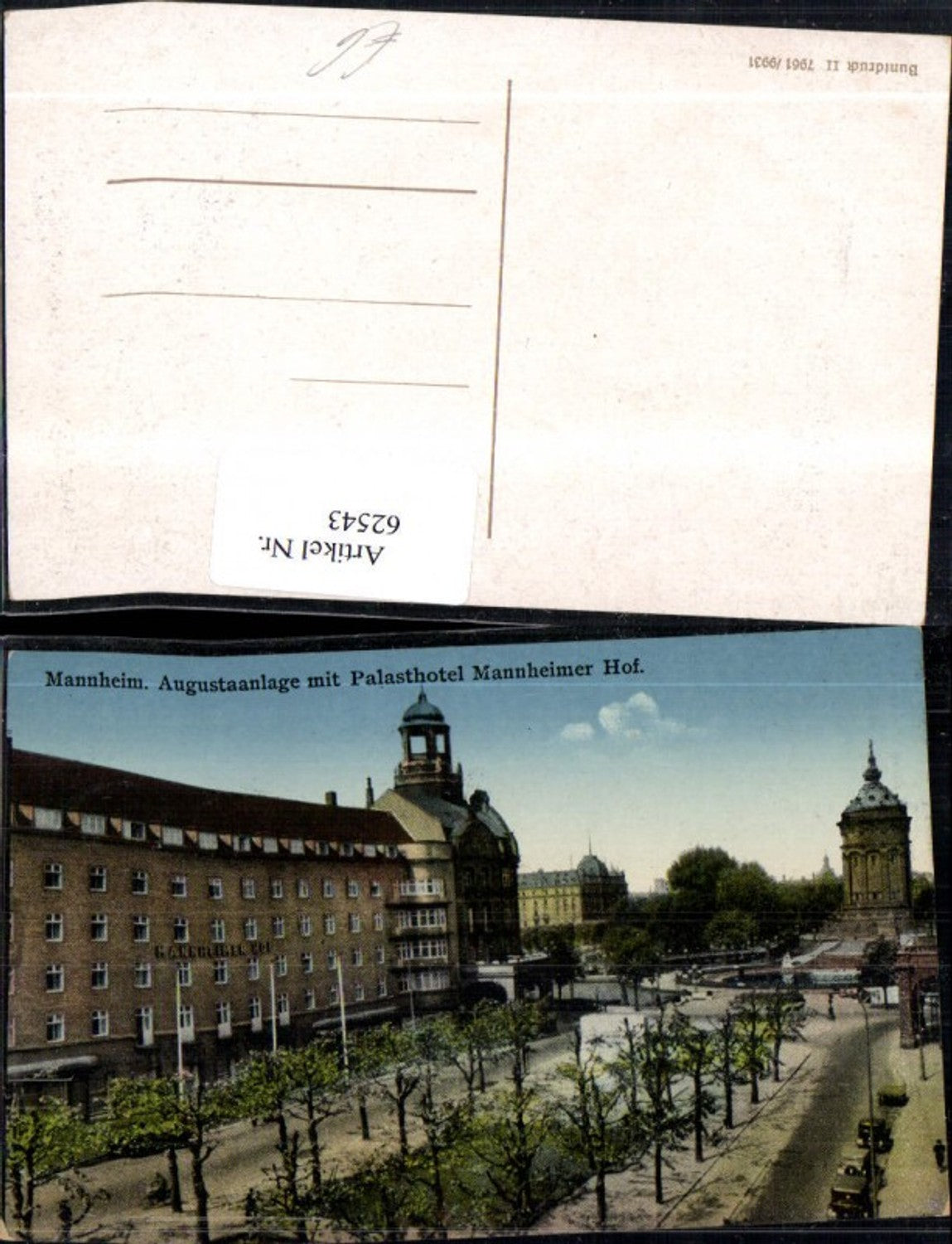 62543,Mannheim Augustaanlage mit Palasthotel Mannheimer Hof Strassenansicht