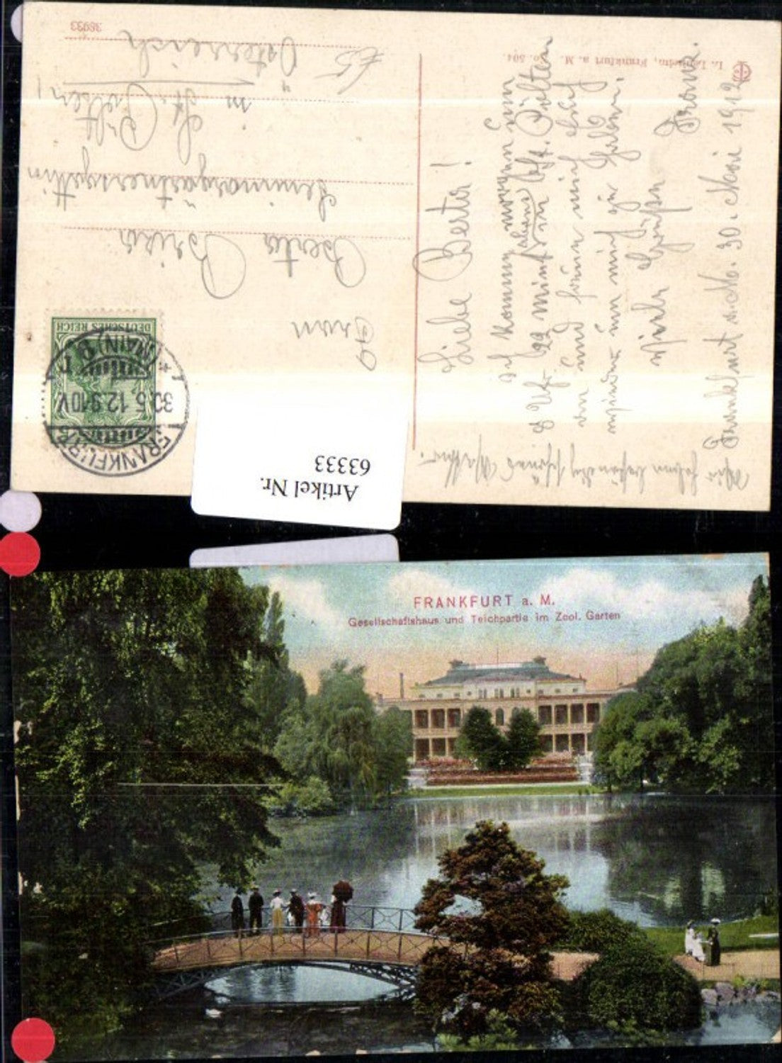 63333,Frankfurt a Main Gesellschaftshaus u Teichpartie im Zool. Garten Ansicht 1912