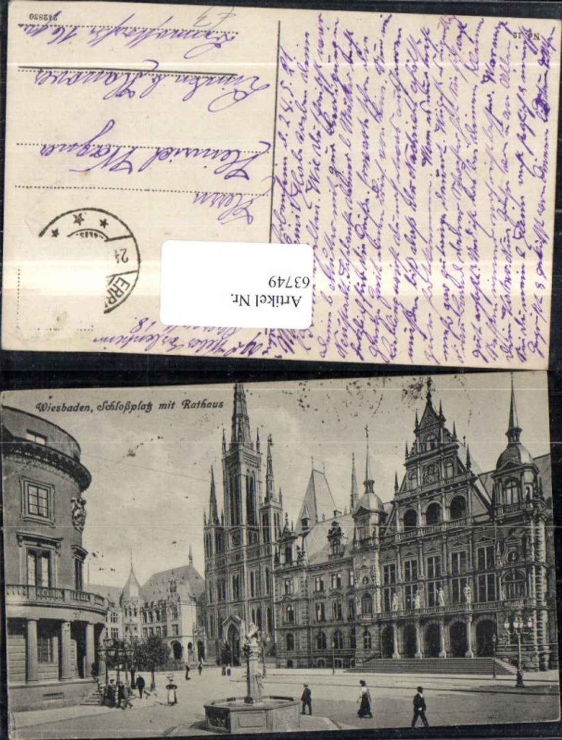 63749,Wiesbaden Schloßplatz mit Rathaus 1921