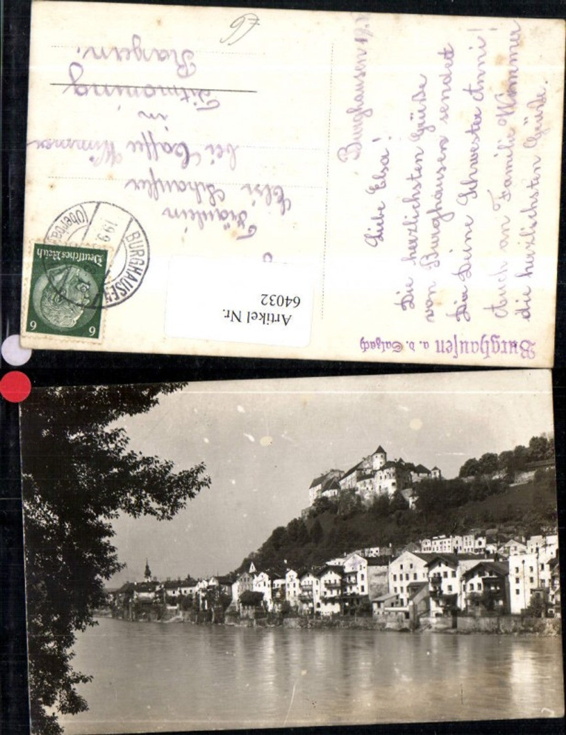64032, Burghausen on the Salzach River, view 1933