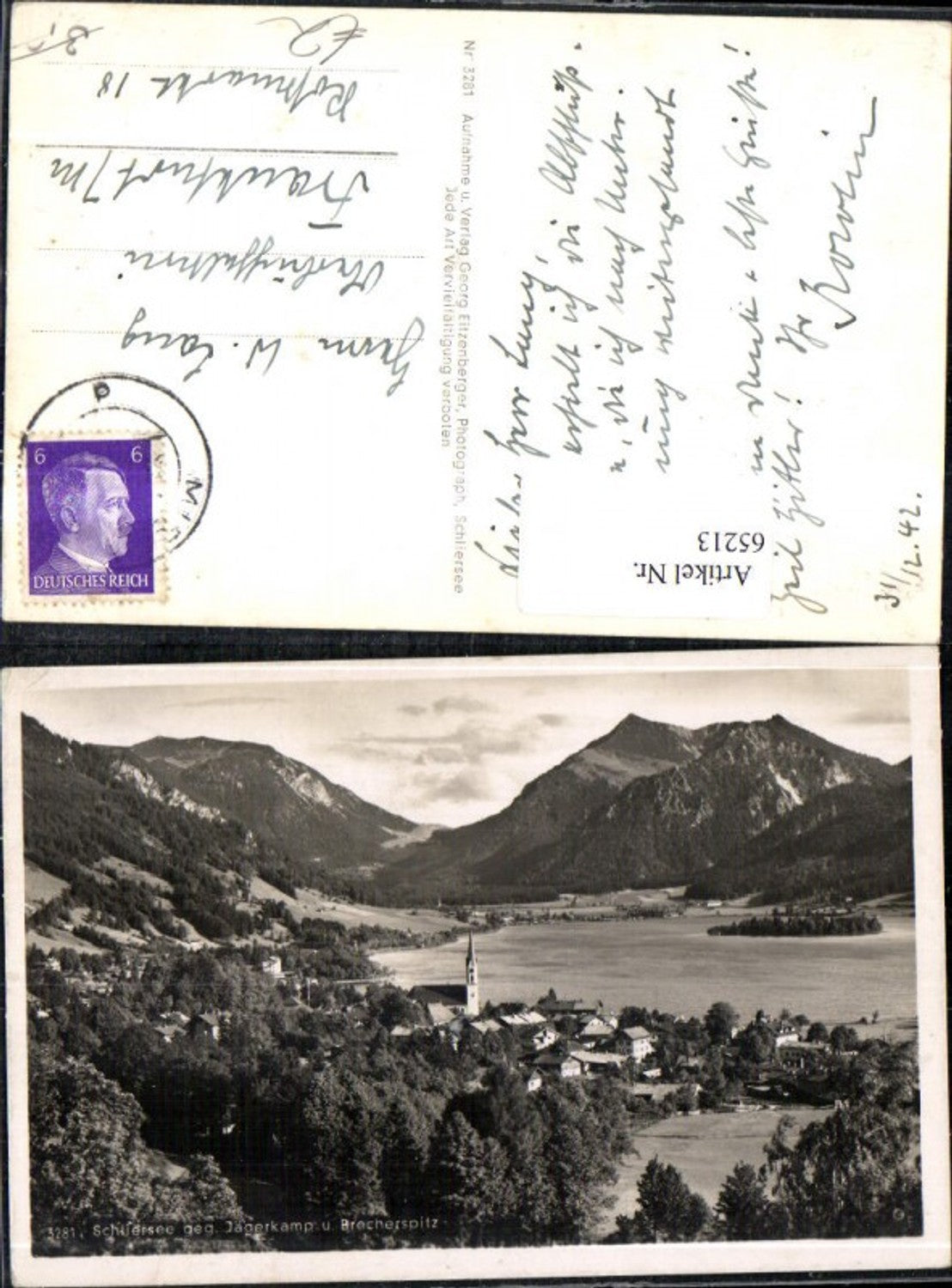 65213,Schliersee geg Jägerkamp u Brecherspitz Totale 1942