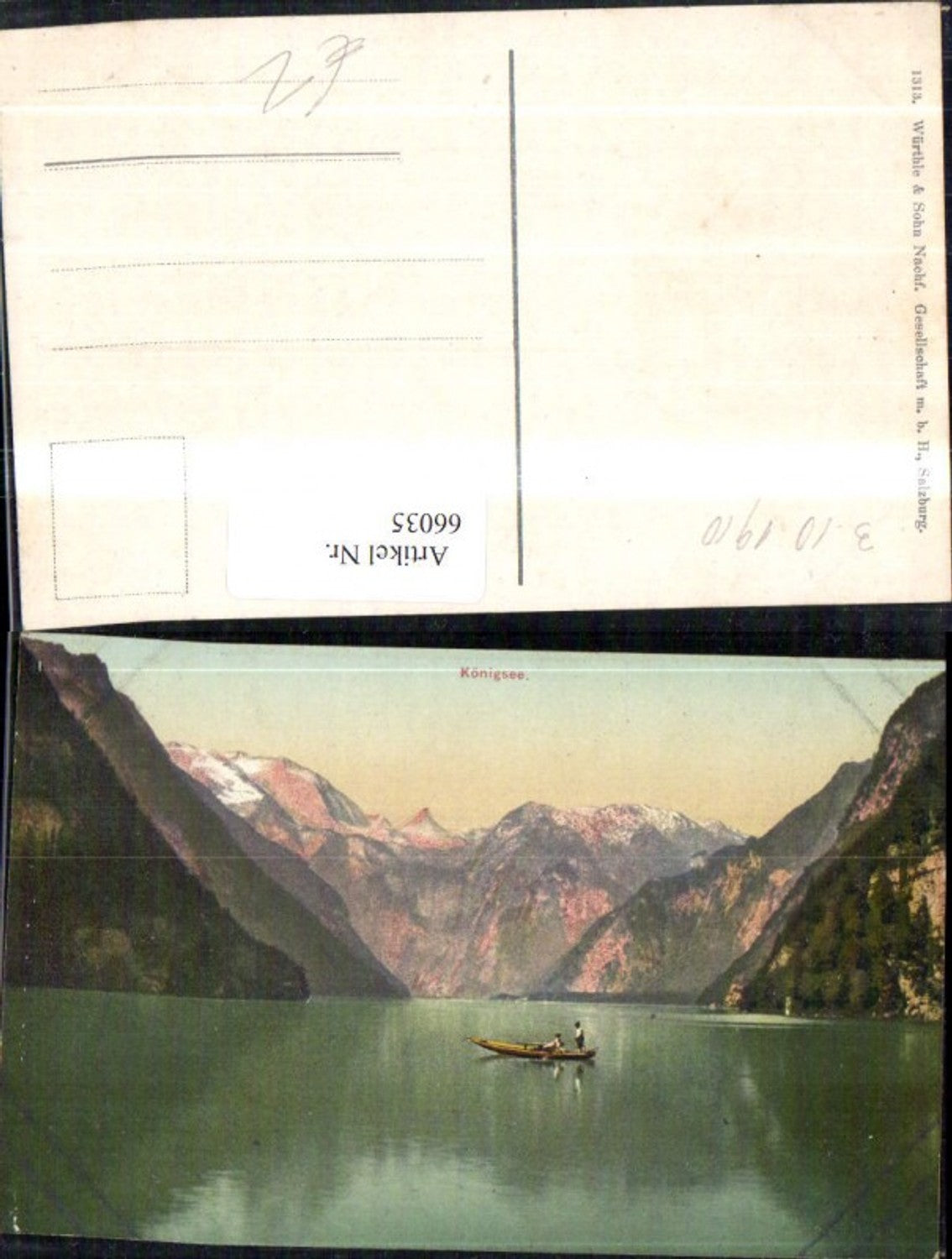 66035,Königsee Berchtesgaden Ansicht See mit Ruderer 1910