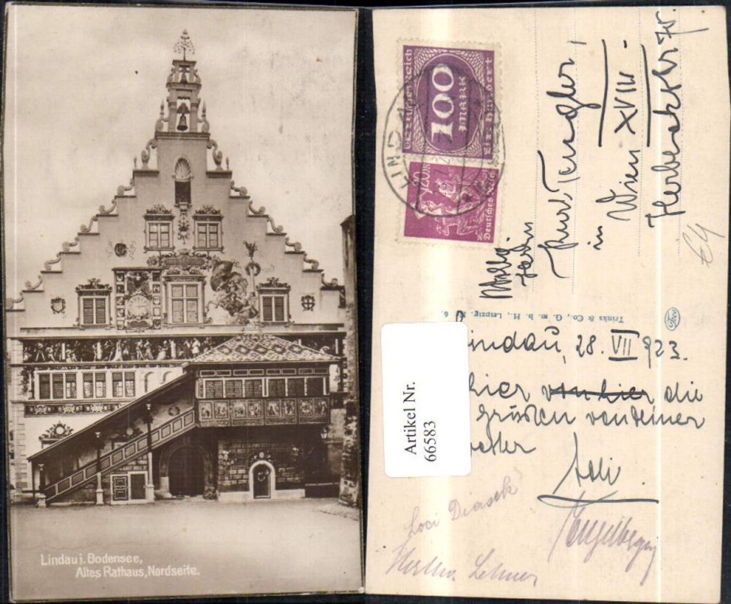 66583,Lindau im Bodensee Altes Rathaus Nordseite Ansicht kunstvolle Fassade 1923