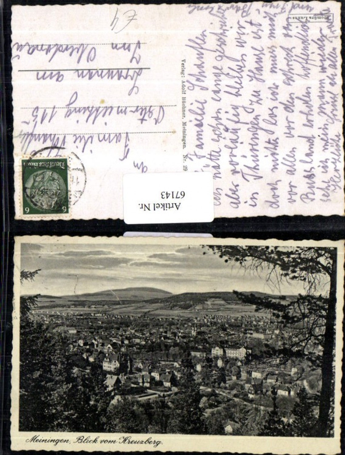 67143,Meiningen Blick vom Kreuzberg Totale 1941