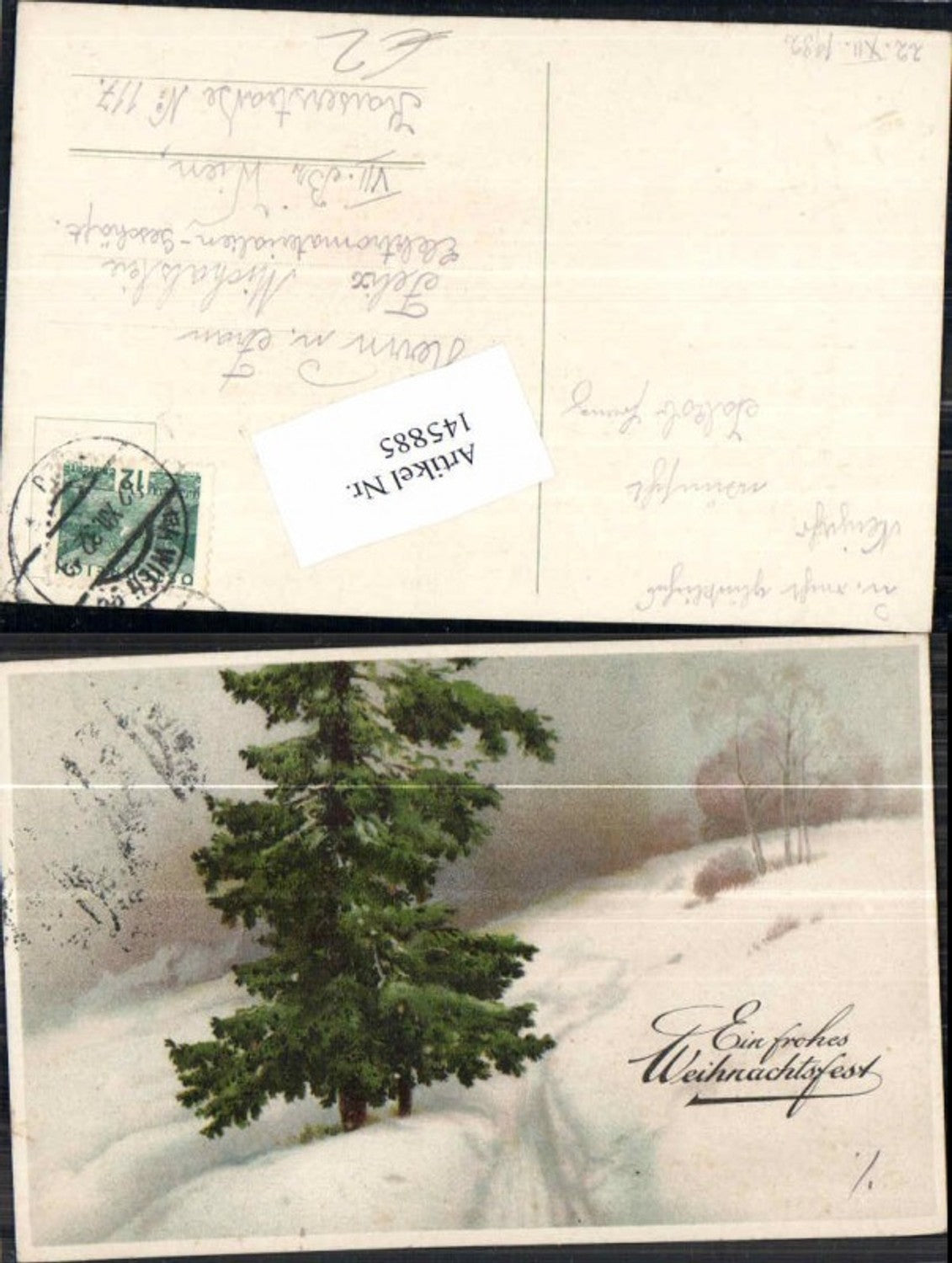 145885, Christmas Lithograph Christmas tree by the way